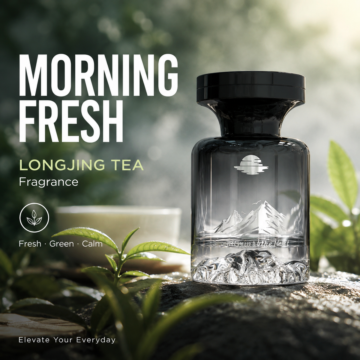Désodorisant longue durée pour voiture, 110 ml ¨C extraits de plantes naturelles, élimine les odeurs de fumée et d'animaux. Des semaines de fraîcheur. Design montagne. Respirez à pleins poumons