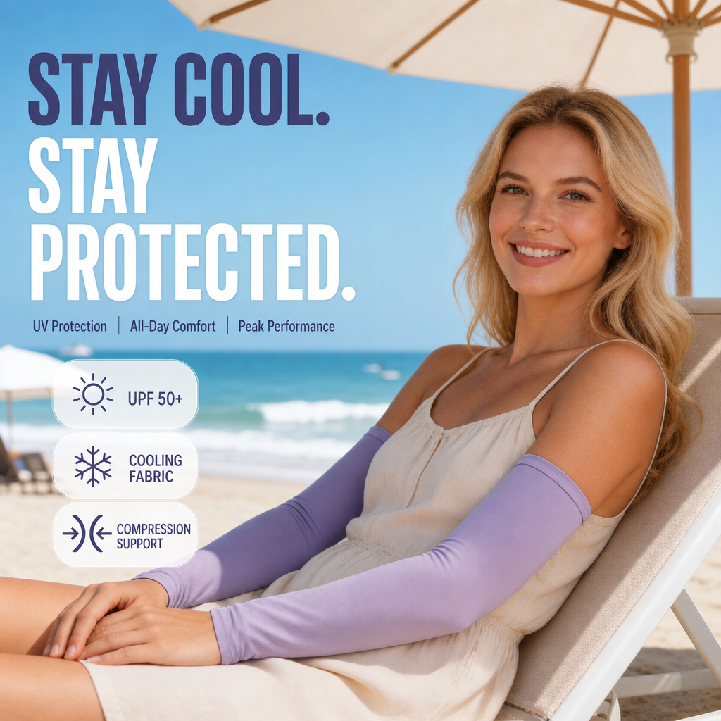 Sporty Cooling Compression Sleeves with UV Protection ¨C Cool, Protective, and Perfect for Outdoor Sports