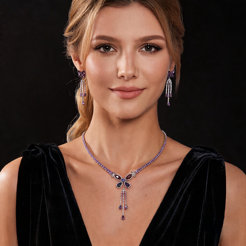 Elegante set di collana e orecchini a farfalla