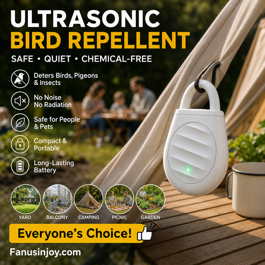 Llavero repelente de aves por ultrasonidos portátil y gratis - olvídate de los problemas con aves, animales y langostas