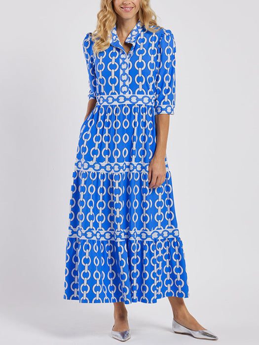 Women¡¯s Geometric Print V-Neck Maxi Dress