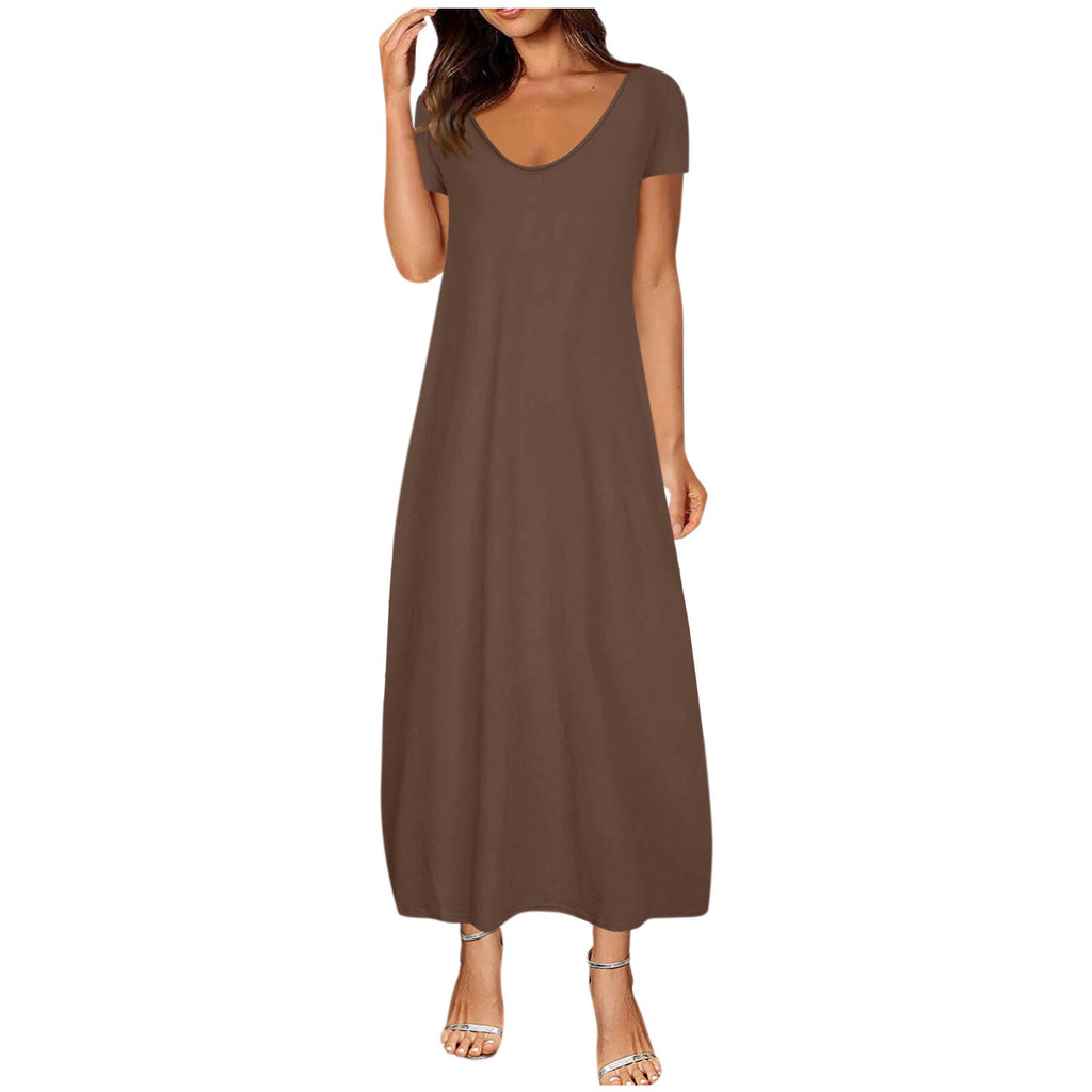 Damesjurk met ronde hals, korte mouwen, casual stijl en zachte stof