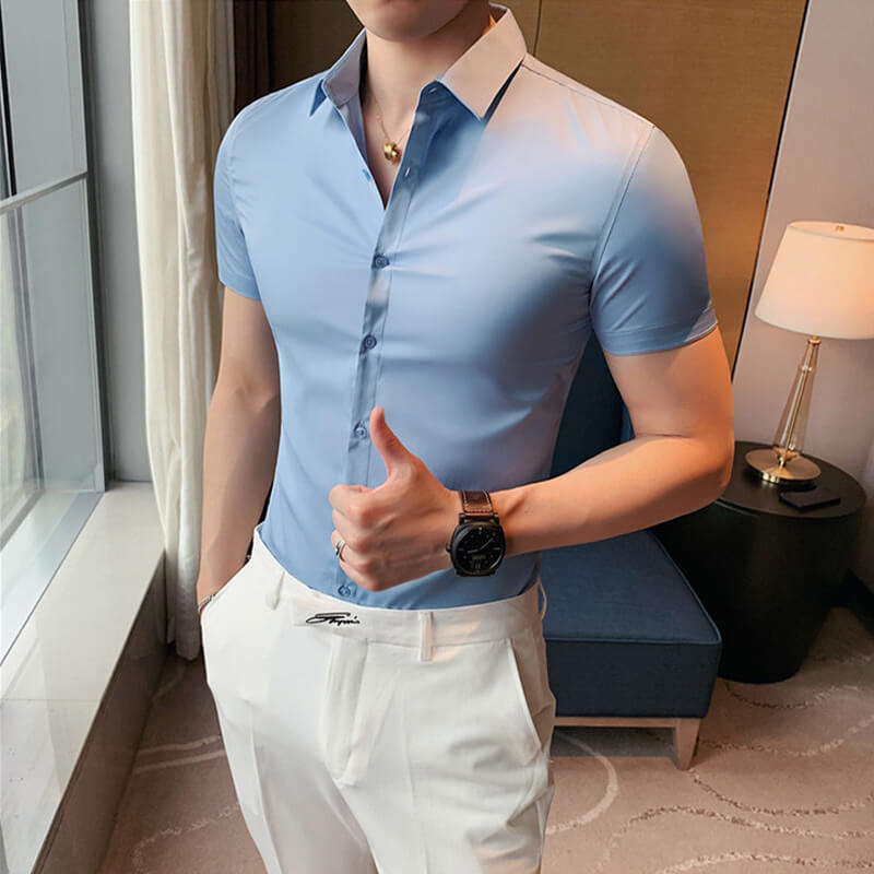 Men's Ice Silk High Elasticity Short Sleeve Shirts