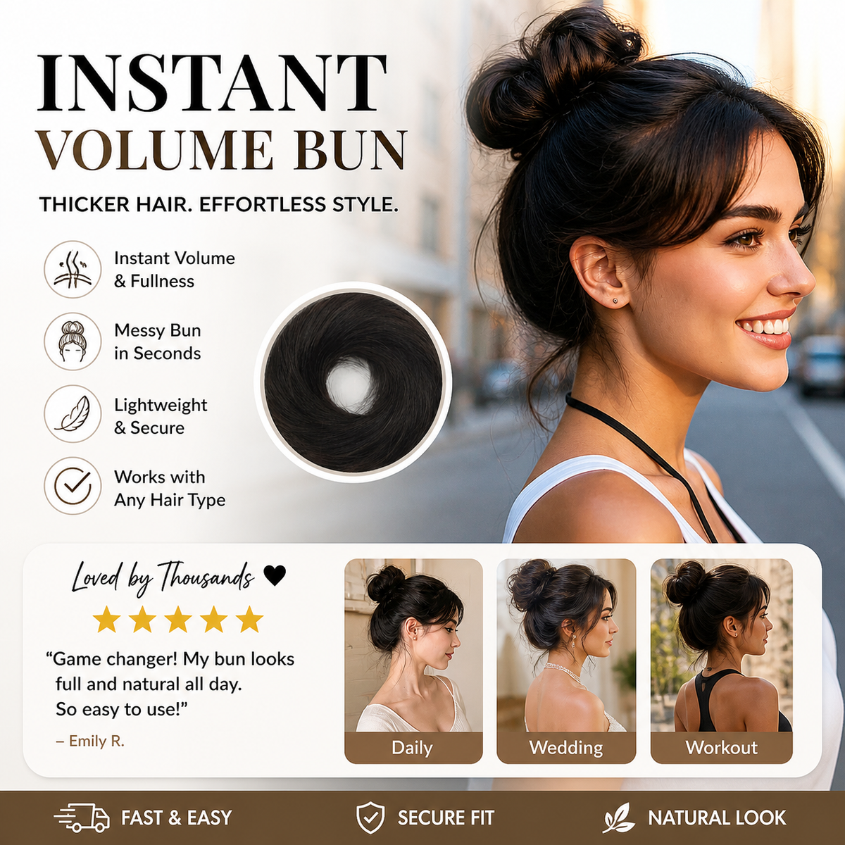 Gratis direct gekleurde haarknotextensie ¨C volumineuze haarscrunchie