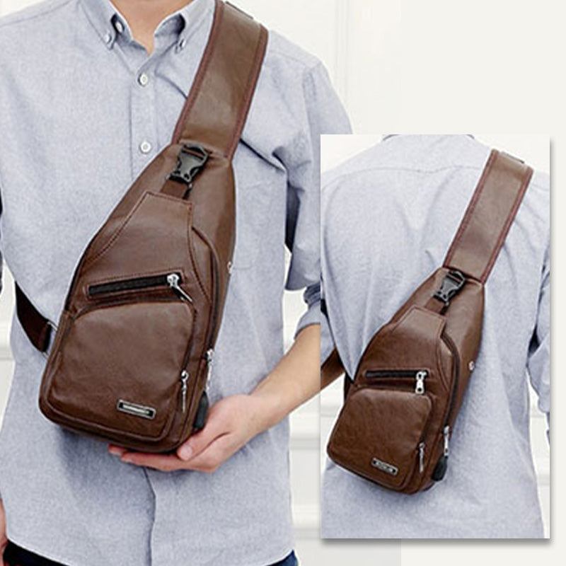 Men's Multifunctional High Quality Leather Chest Bag