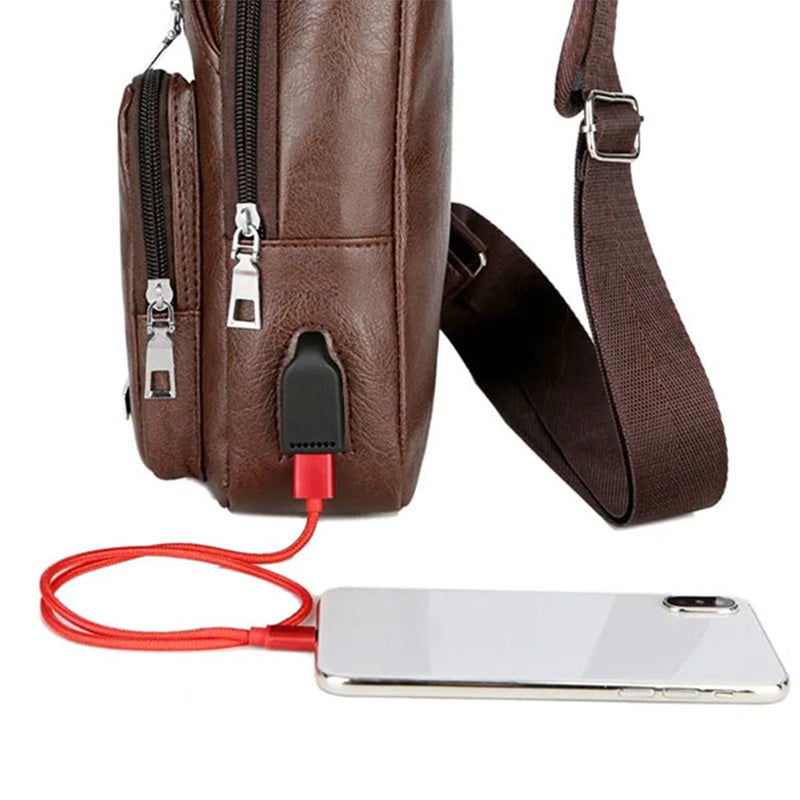 Men's Multifunctional High Quality Leather Chest Bag