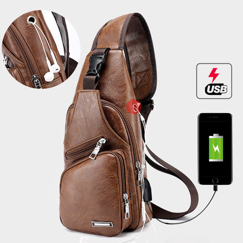 Men's Multifunctional High Quality Leather Chest Bag