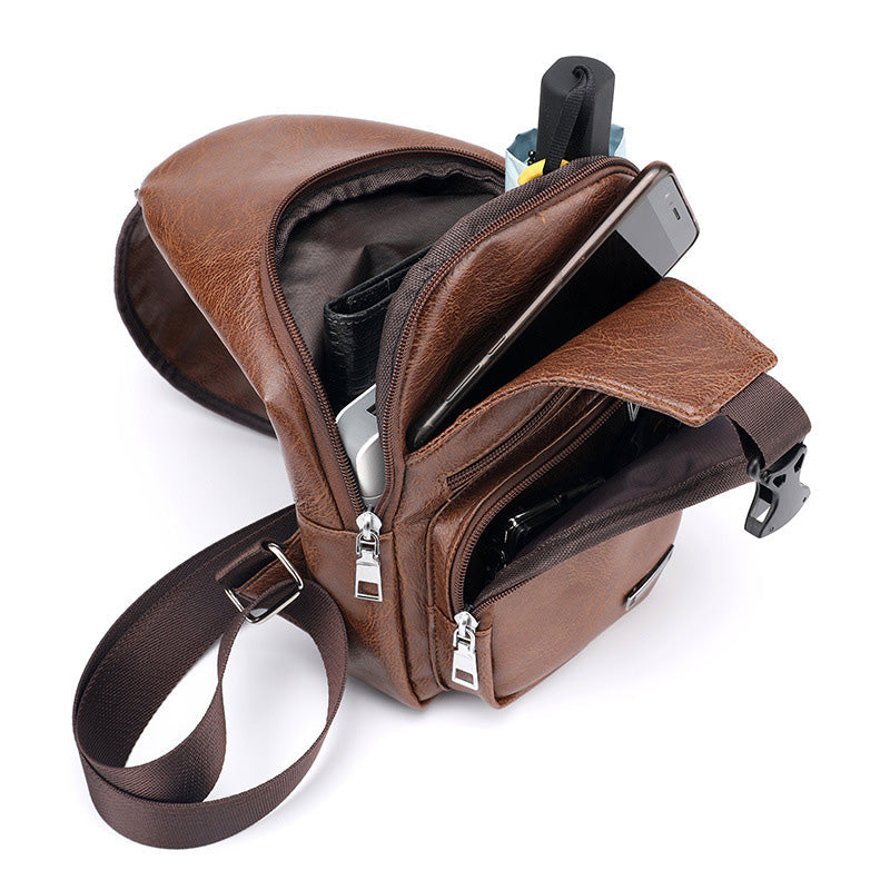Men's Multifunctional High Quality Leather Chest Bag