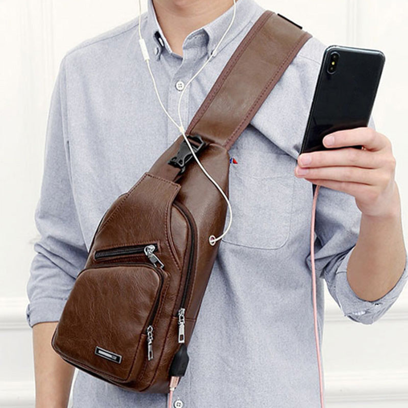 Men's Multifunctional High Quality Leather Chest Bag