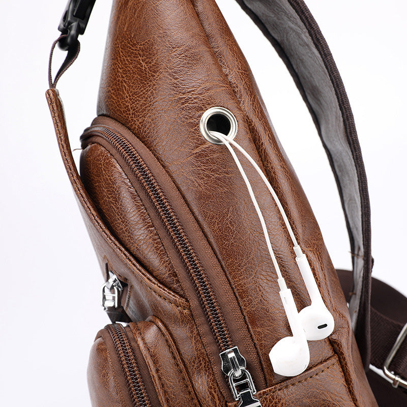 Men's Multifunctional High Quality Leather Chest Bag
