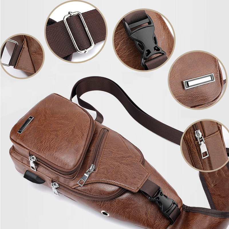 Men's Multifunctional High Quality Leather Chest Bag