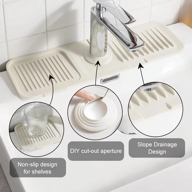 Tapis égouttoir avec pare-éclaboussures pour robinet