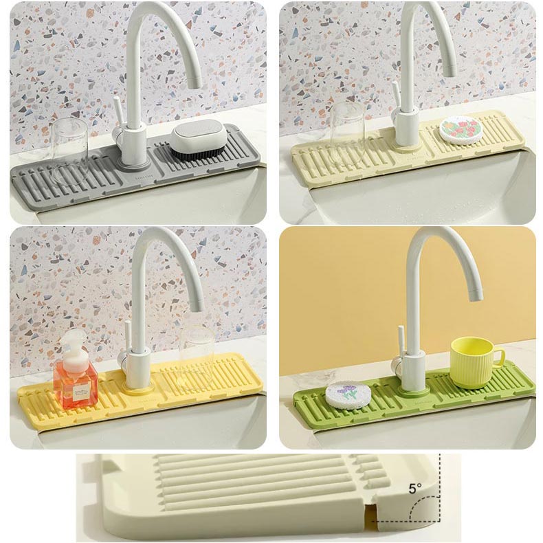 Tapis égouttoir avec pare-éclaboussures pour robinet