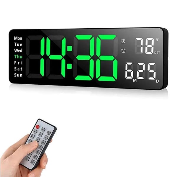 Large Digital Clock with Temperature, Date, Auto DST, Night Light, Auto Brightness Dimmer