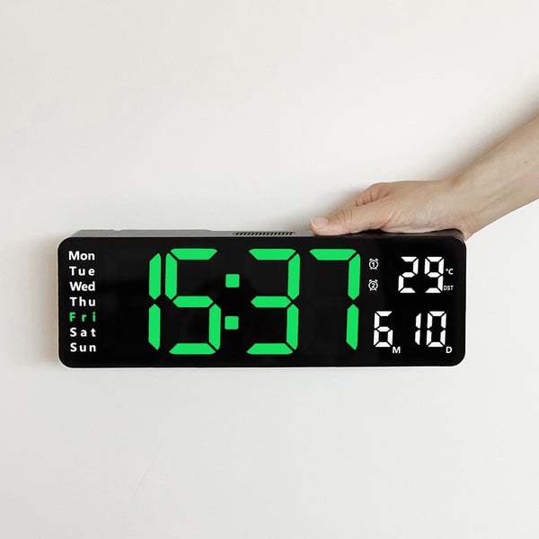 Large Digital Clock with Temperature, Date, Auto DST, Night Light, Auto Brightness Dimmer