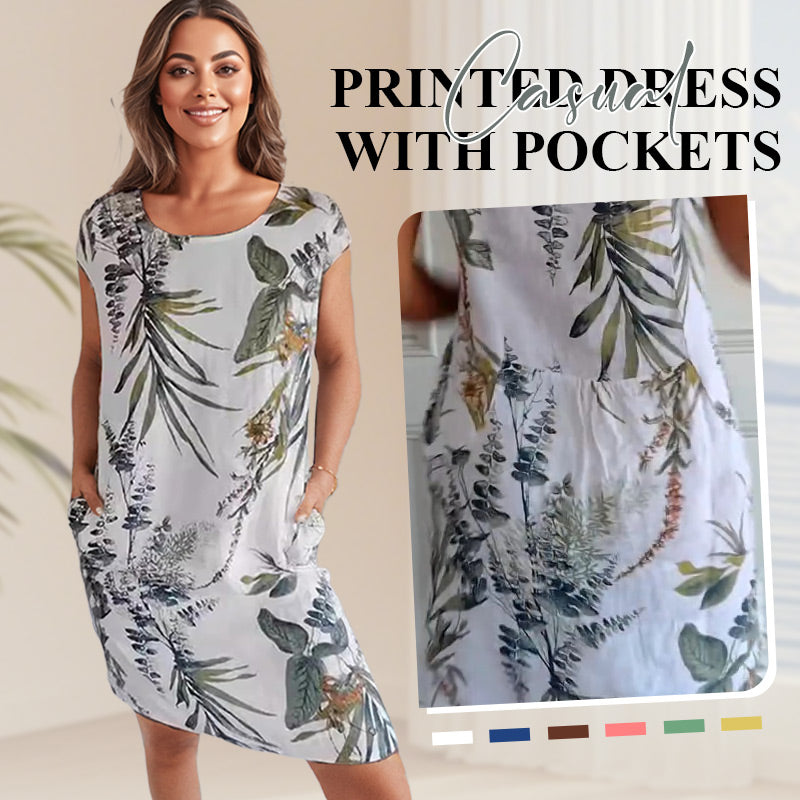New Arrival Casual Printed Dress with Pockets