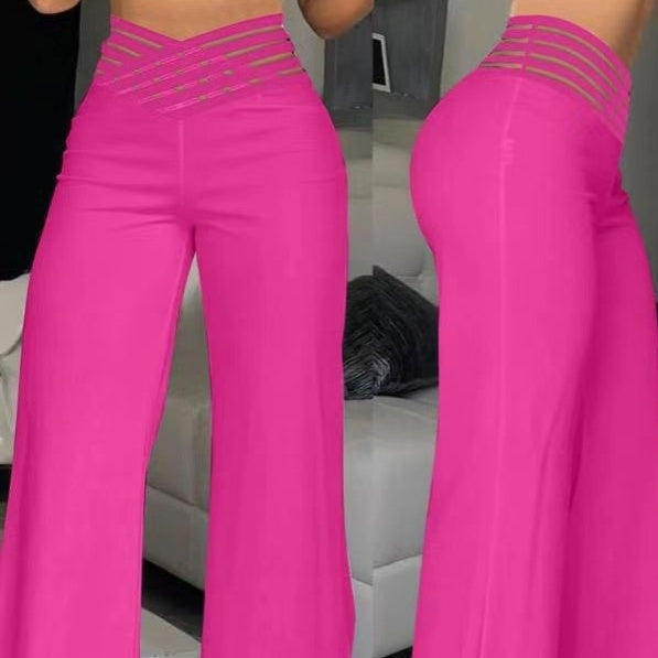 Casual broek met hoge taille en wijde pijpen voor dames