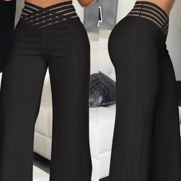 Casual broek met hoge taille en wijde pijpen voor dames