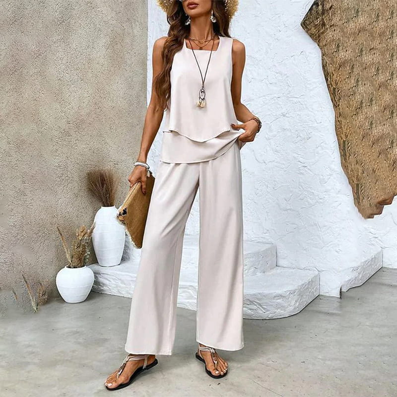 Women¡¯s Trendy Print 2-Piece Outfit ¨C Sleeveless Top & Pants Combo