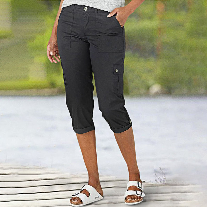 Pantaloncini casual da donna ad alta elasticità con tasche multiple - Comodi, funzionali e perfetti per l'estate