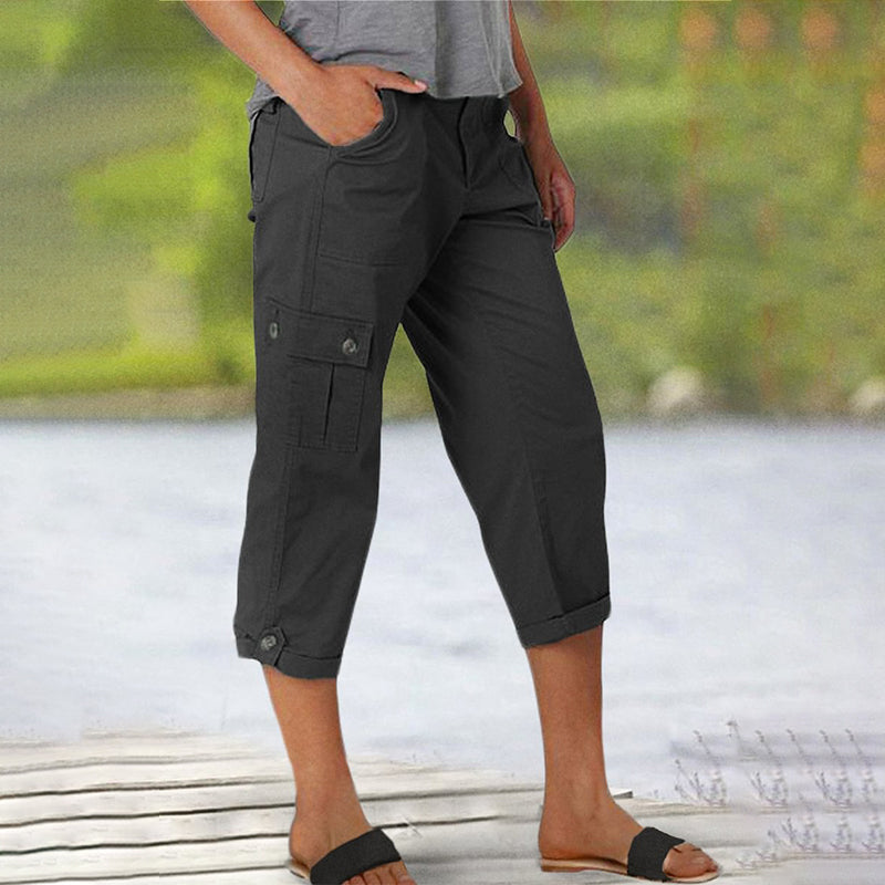 Pantaloncini casual da donna ad alta elasticità con tasche multiple - Comodi, funzionali e perfetti per l'estate