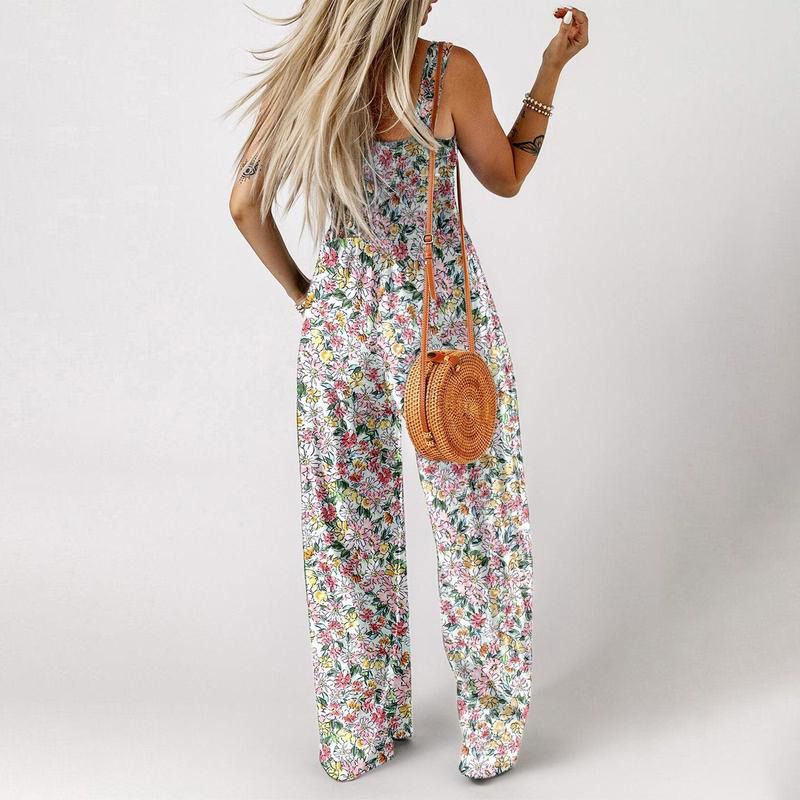 Tuta intera casual stampata da donna, senza maniche - comoda, elegante e perfetta per l'estate