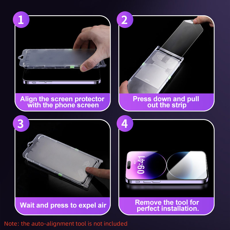 Gratis HD-schermbeschermer voor iPhone-series - installatie met automatische stofverwijdering
