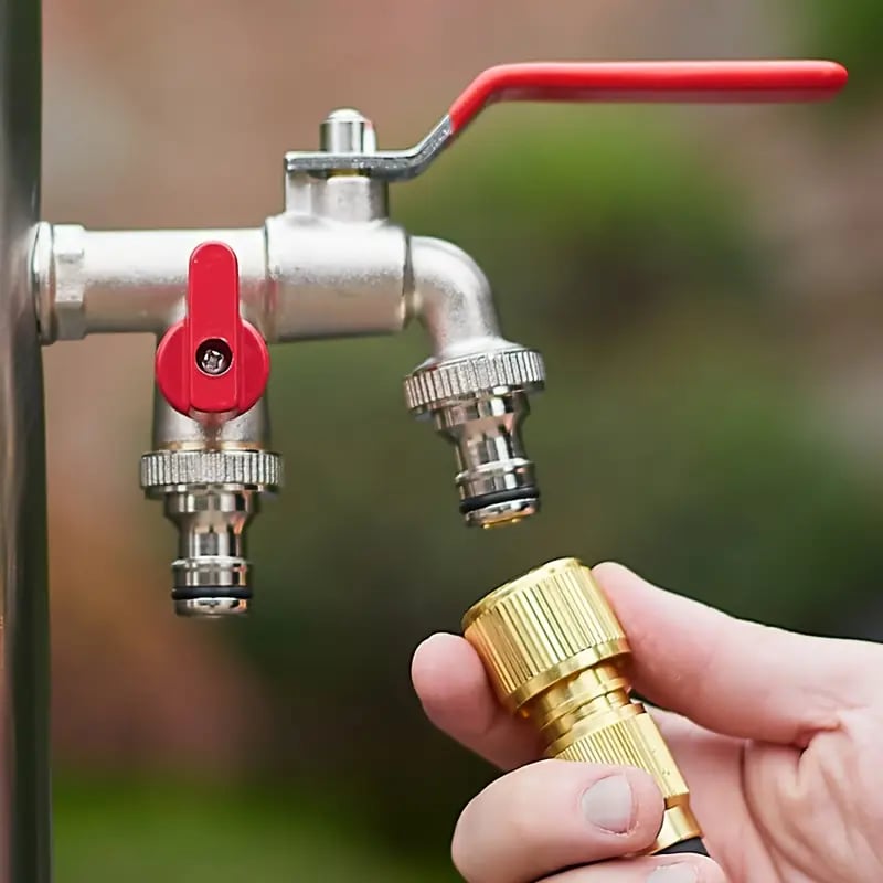 Rubinetto da giardino universale in acciaio inox con doppia uscita ¨C valvole indipendenti, resistente e facile da installare