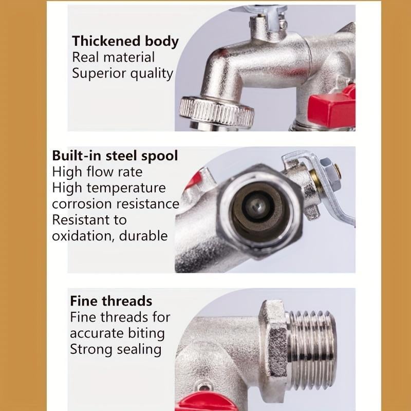 Rubinetto da giardino universale in acciaio inox con doppia uscita ¨C valvole indipendenti, resistente e facile da installare