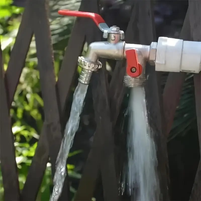 Rubinetto da giardino universale in acciaio inox con doppia uscita ¨C valvole indipendenti, resistente e facile da installare