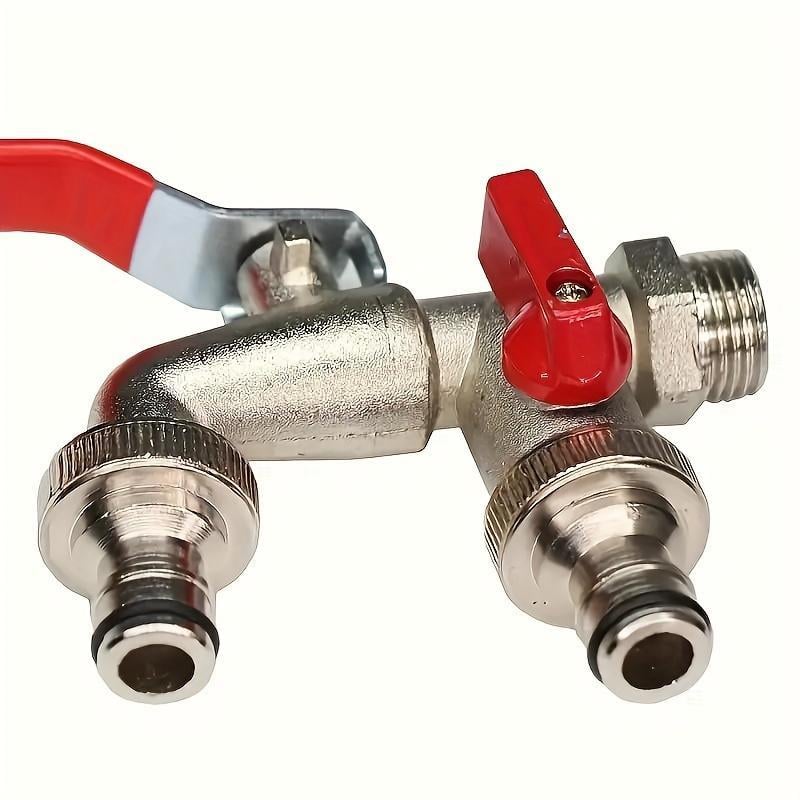 Rubinetto da giardino universale in acciaio inox con doppia uscita ¨C valvole indipendenti, resistente e facile da installare