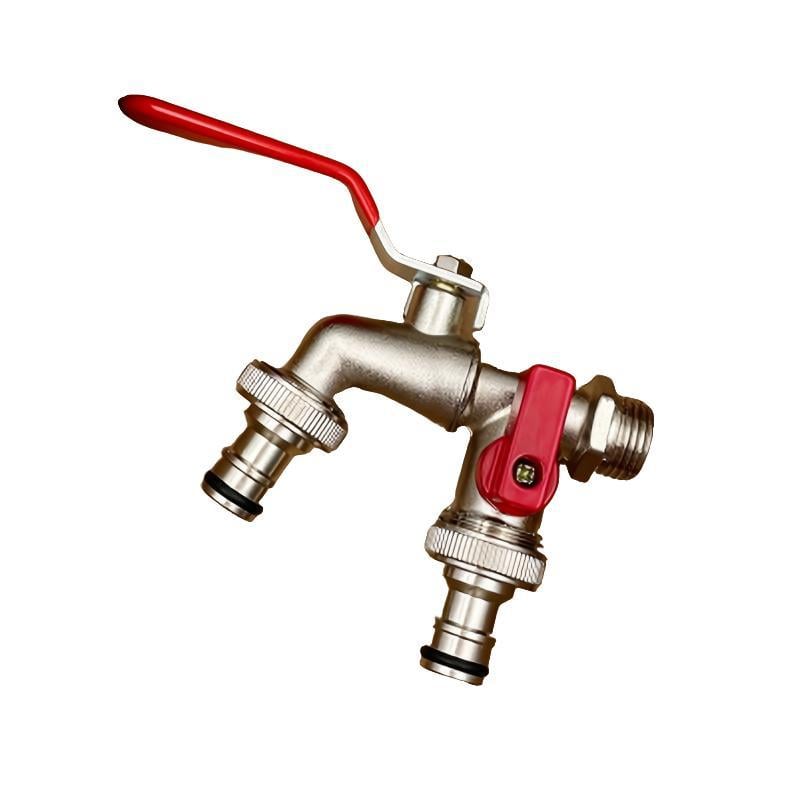 Rubinetto da giardino universale in acciaio inox con doppia uscita ¨C valvole indipendenti, resistente e facile da installare
