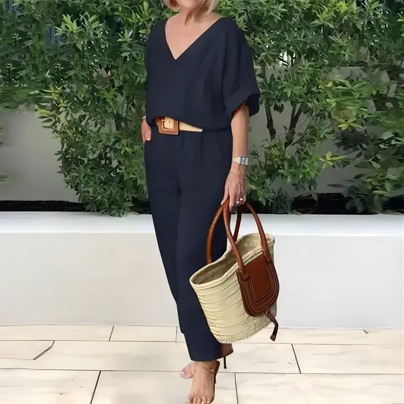 Loose V-neck Top and Pocket Pants