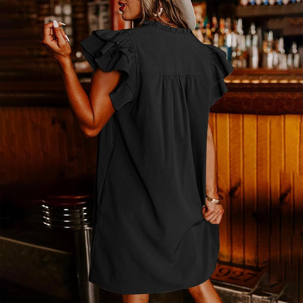 Summer Specials Women's Casual V-Neck Ruffle Pleated Dress