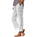 Pantaloni casual cropped dalla vestibilità ampia, a tinta unita, con bottoni laterali