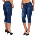 Caprijeans met scheuren en omgeslagen zoom
