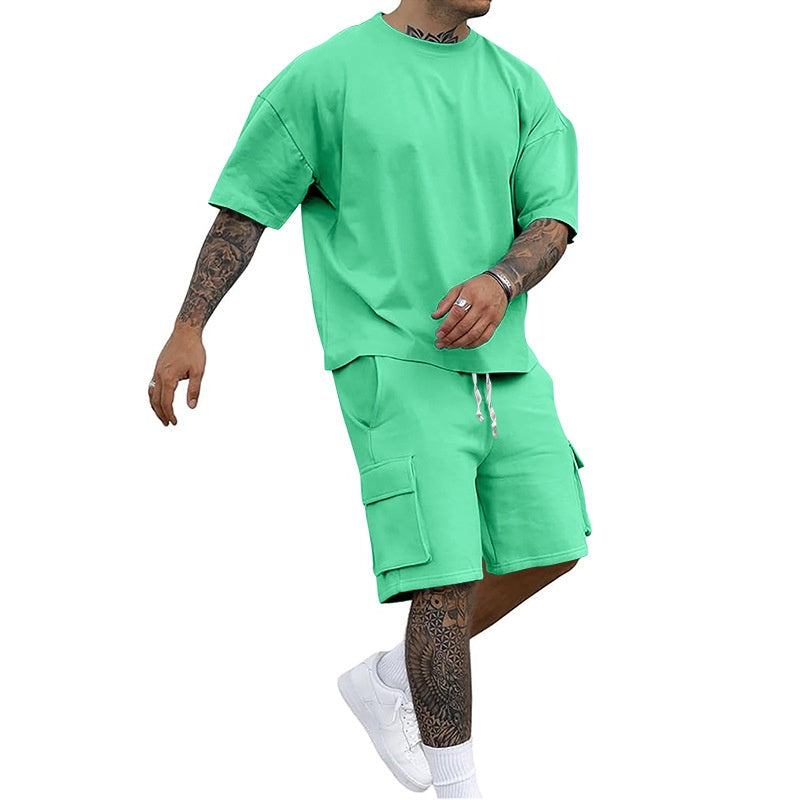 Speciale casual set voor heren met T-shirt met korte mouwen en shorts
