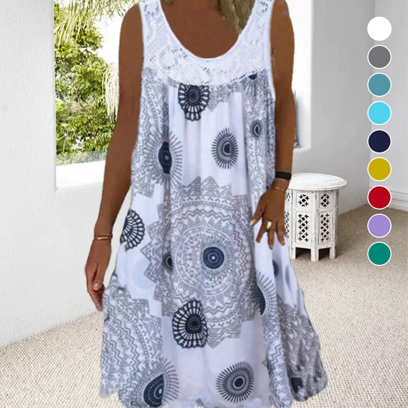 SpecialWomen Summer O-Neck Sleeveless Print Dress