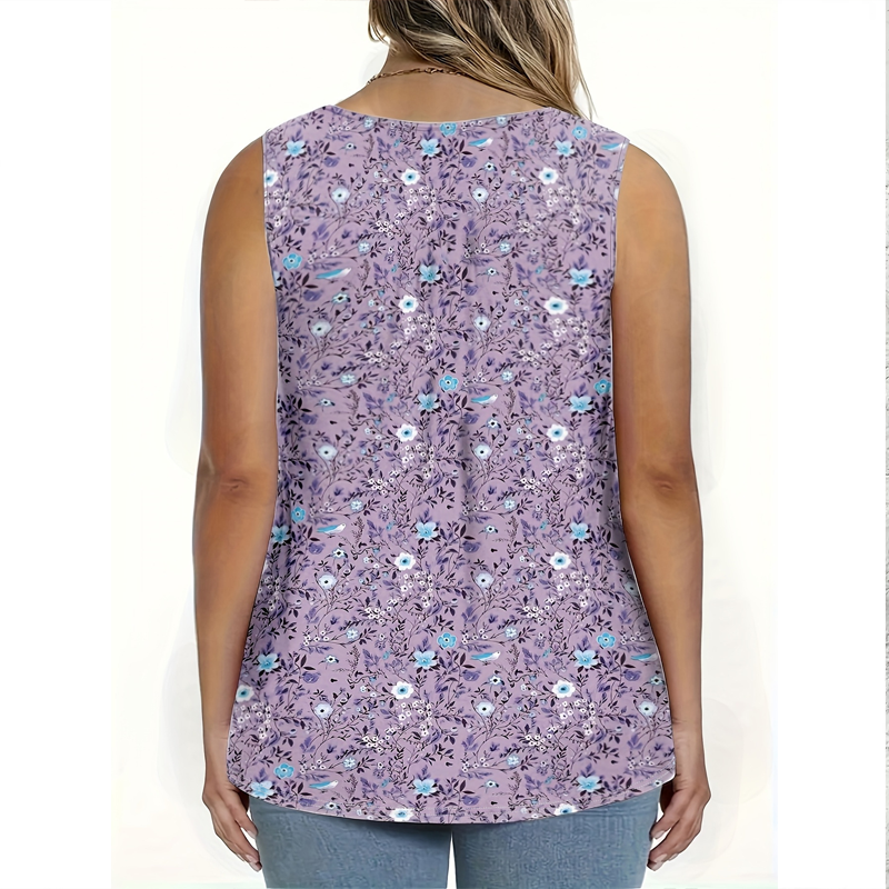 Women's Printed Button Sleeveless Top