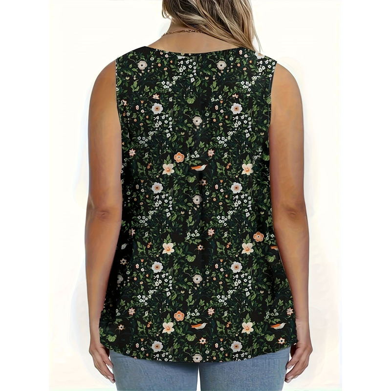 Women's Printed Button Sleeveless Top