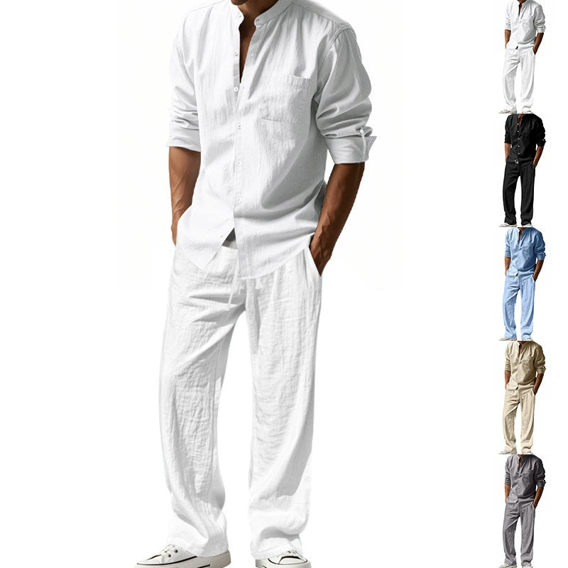 Novedad-Conjunto informal de camisa transpirable y pantalones para hombre