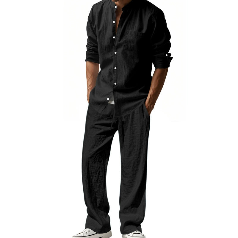 Novedad-Conjunto informal de camisa transpirable y pantalones para hombre