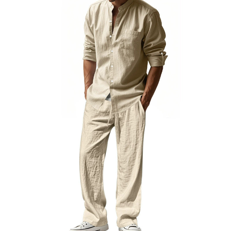 Novedad-Conjunto informal de camisa transpirable y pantalones para hombre