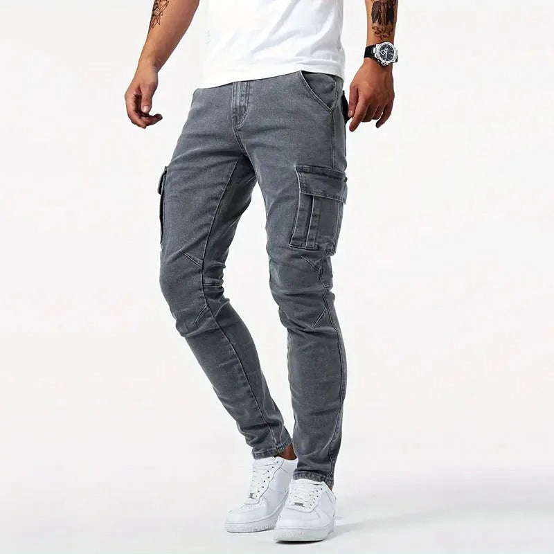 Men's Slim Fit Jeans with Functional Pockets
