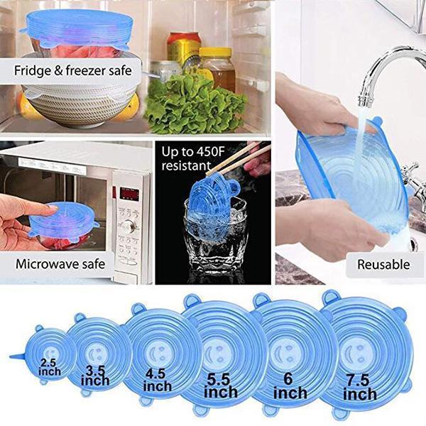 Couvercles en silicone Adpartner pour la conservation des aliments (lot de 6)