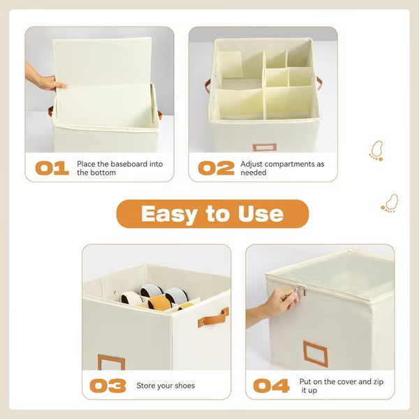 Scatola organizer in tessuto per riporre le scarpe - pieghevole, capiente, antipolvere e traspirante per armadio e camera da letto