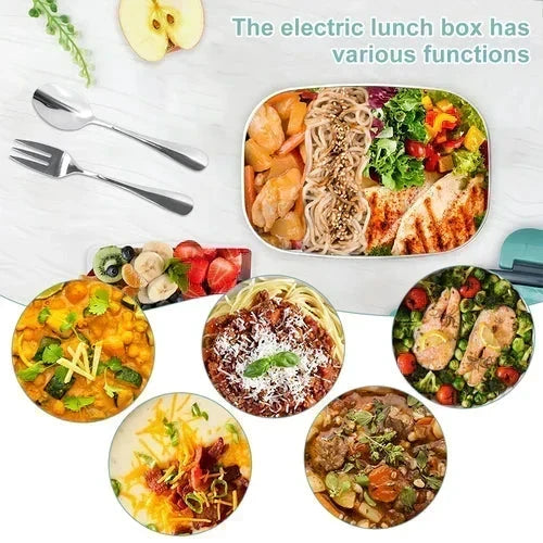 2026 - 2-en-1 boîte-repas chauffante électrique portable | 12 V pour voiture et 230 V pour la maison, double usage, acier inoxydable de 1,5 L, chauffage rapide de 60 W