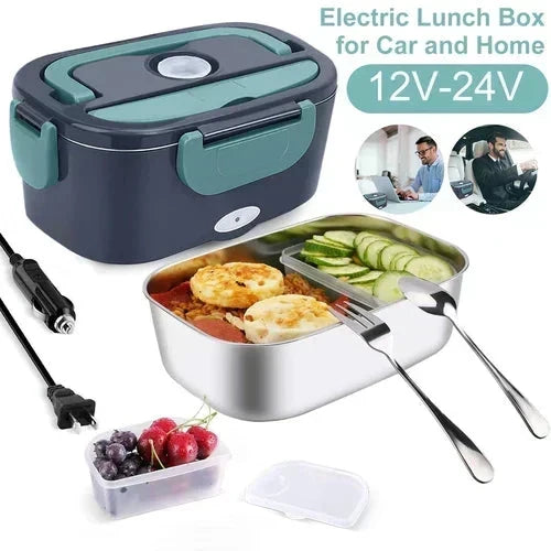 2026 - 2-en-1 boîte-repas chauffante électrique portable | 12 V pour voiture et 230 V pour la maison, double usage, acier inoxydable de 1,5 L, chauffage rapide de 60 W