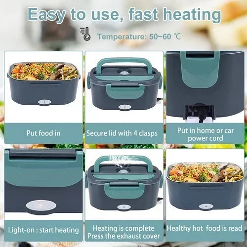 2026 - 2-en-1 boîte-repas chauffante électrique portable | 12 V pour voiture et 230 V pour la maison, double usage, acier inoxydable de 1,5 L, chauffage rapide de 60 W