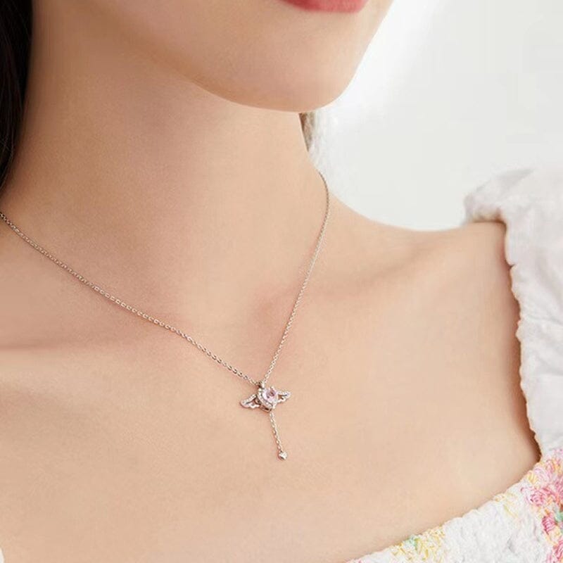 Ketting met roze engelenvleugels